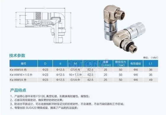 KIIWM型快速接头技术参数